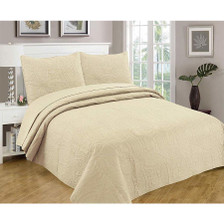 3 Pc Oversized Bedspread Coverlet Set Beige Color 3 Pc Oversized Bedspread Coverlet Set Beige Color