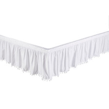 White Bed Skirt Dust Ruffle with Pom-Pom Fringe 100% Brushed Microfiber with 14” Drop in USA, California, New York, New York City, Los Angeles, San Francisco, Pennsylvania, Washington DC, Virginia, Maryland