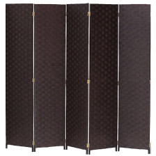 Room Divider 5 Panel Weave Design Fiber