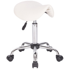 Adjustable Height Pneumatic Saddle Roller Stool with Chrome Base, Black or White