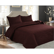 3 Pc Oversized Bedspread Coverlet Set Brown Color 3 Pc Oversized Bedspread Coverlet Set Brown Color