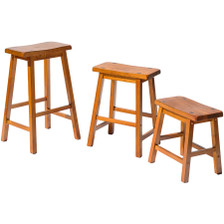 Set of 2 Saddle Backless Bar Counter High Stools Distressed Oak Finish Set of 2 Saddle Backless Bar Counter High Stools Distressed Oak Finish