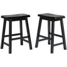 Set of 2 Saddle Backless Bar Counter High Stools Distressed Black Finish
