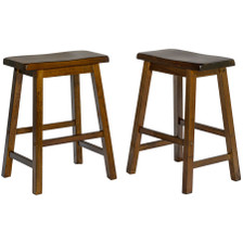 2 Saddle Backless Bar Counter High Stools Distressed Espresso Finish