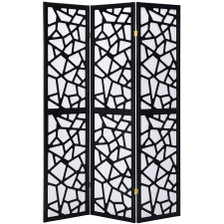 3 or 4 Panel Room Divider with Mosaic Cuts Black Color