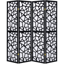 3 or 4 Panel Room Divider with Mosaic Cuts Black Color 3 or 4 Panel Room Divider with Mosaic Cuts Black Color