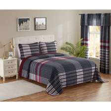 3 PCS Quilt Bedspread Coverlet Red and White Patchwork Design Microfiber 3 PCS Quilt Bedspread Coverlet Red and White Patchwork Design Microfiber