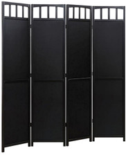 3 or 4 Panels Room Divider Privacy Screen Solid Wood  70" Tall Black