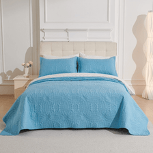 3 Pc Oversized Bedspread Coverlet Set Floral Design