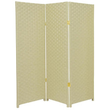 Room Divider 3 Panel Weave Design Fiber Black, Brown, Beige, or Ivory Color