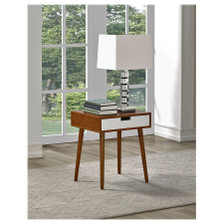 Walnut Color Hardwood End Table, Night Stand with Drawer Walnut Color Hardwood End Table, Night Stand with Drawer