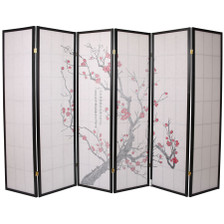 Room Divider 6 Panel Plum Blossom Screen Black Color
