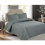 3 PC Squared Stitched Pinsonic Reversible Oversized Bedspread Grey Color