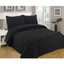 3 Pc Oversized Bedspread Coverlet Set Black Color