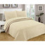 3 Pc Oversized Bedspread Coverlet Set Beige Color
