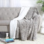 Luxury Faux Micro Fur Wave Design Ultra Plush and Super Soft Sherpa Fleece Decorative Throw Blanket, Grey 51” x 60” 