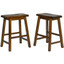 2 Saddle Backless Bar Counter High Stools Distressed Espresso Finish