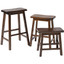 2 Saddle Backless Bar Counter High Stools Distressed Espresso Finish