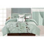 7-Pc Floral Embroidered Microfiber Comforter Set Teal