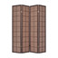 Room Divider 4 Panels Fabric in Lay Insert  Walnut  Finish Wood 