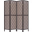 Room Divider Screen Rattan Inlay Cutout Decor Espresso Color