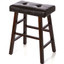 Set of 4  Counter or Bar high Stools Espresso Wood Tufted Faux Leather Finish 