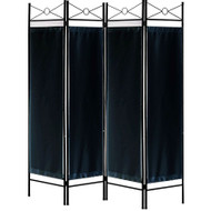 Metal Room Divider Privacy Screen with Removable Fabric  Black Color