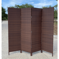 3 & 4 Panels Patio Outdoor Room Screen Divider Resin Wicker Brown