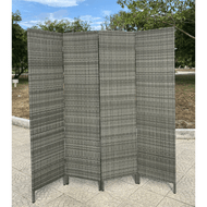 3 & 4 Panels Patio Outdoor Room Screen Divider Resin Wicker Grey 