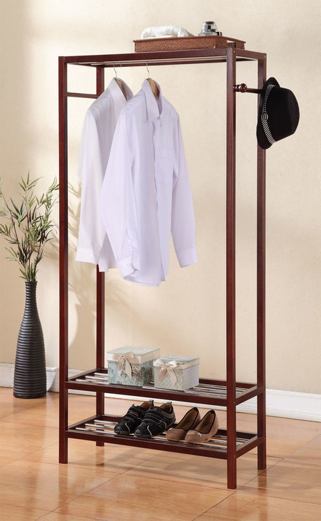 Wooden Clothes Hanger With Two Racks For Shoe Storage Legacy Decor