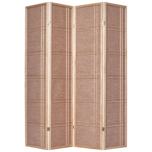 HONGVILLE Shoji Paper Screen Wood Panel Privacy Room Divider, Natural, 10  Panel