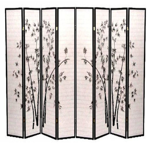 Room Divider 8 Panel Black Framed Bamboo Print Legacy Decor