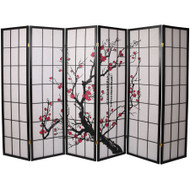 Room Divider 6 Panel Plum Blossom Screen Black Color