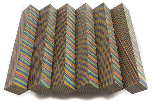 Crooked Mill Dyed Striped Wood Pen Blank.  Created with multiple layers of dyed wood.