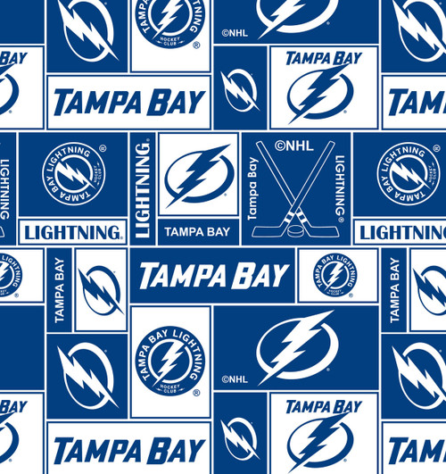 Tampa Bay Lightning Super Soft Fleece Fabric Classic Geometric Design-Sold By The Yard Tampa Bay Lightning Super Soft Fleece Fabric Classic Geometric Design-Sold By The Yard