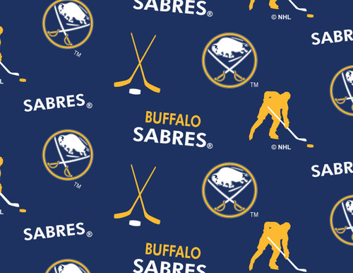 Buffalo Sabres Super Soft Fleece Fabric Classic All Over Design-Sold By The Yard Buffalo Sabres Super Soft Fleece Fabric Classic All Over Design-Sold By The Yard