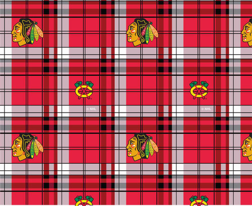 Chicago Blackhawks Plaid Fleece Fabric Design-Sold By The Yard