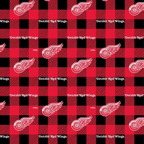 Detroit Red Wings Buffalo Plaid Fleece-Sold by the Yard