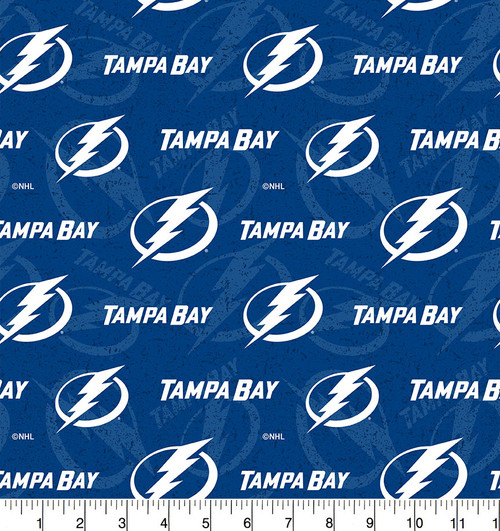 Tampa Bay Lightning 100% Cotton Fabric with Tone on Tone Pattern-Sold by the Yard