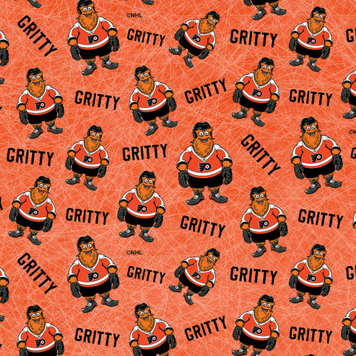 Philadelphia Flyers 100% Cotton Fabric with Gritty-Sold by the Yard