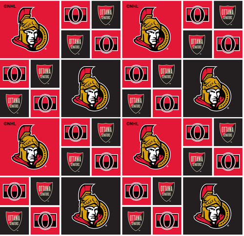 Ottawa Senators Cotton Fabric Classic Geometric Design-Sold By The Yard