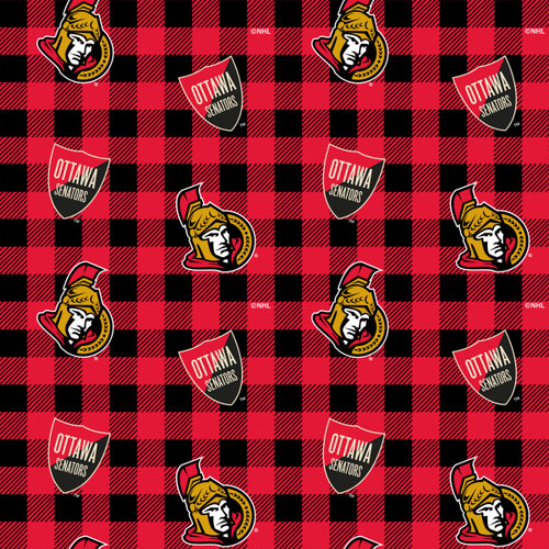 Ottawa Senators Cotton Fabric Buffalo Plaid Design-Sold By The Yard Ottawa Senators Cotton Fabric Buffalo Plaid Design-Sold By The Yard