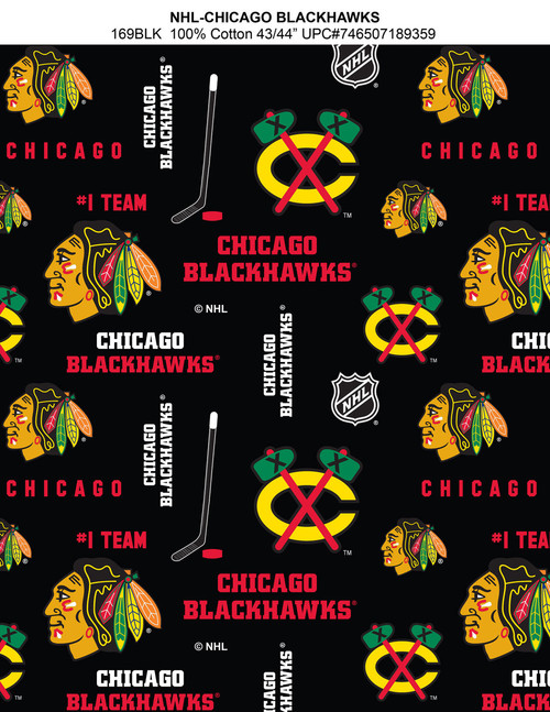 Chicago Blackhawks Cotton Fabric With All Over Pattern