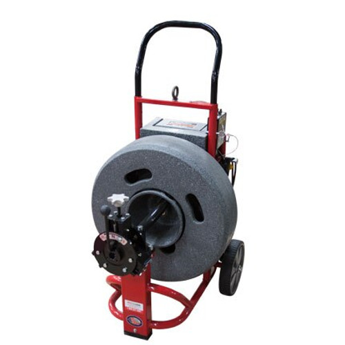 Upright Drain Machine | DM175SP1 | 23" Polyethylene Reel and 11/16" x 100' cable | Duracable Manufacturing Co