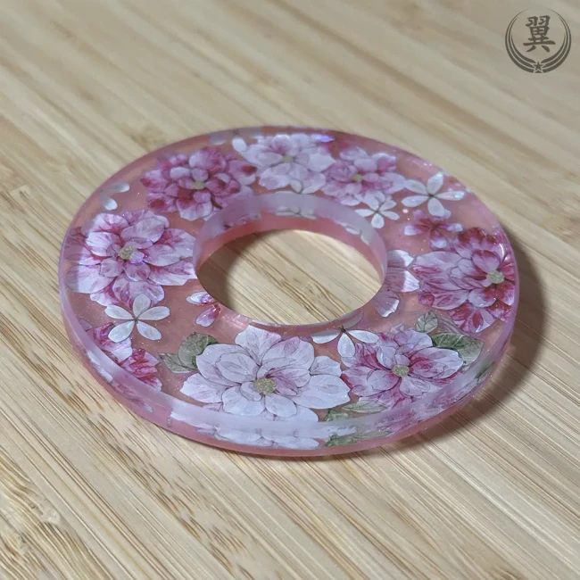 Sakura Zukushi semitransparent handcrafted Tsuba
