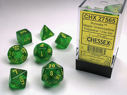 CHX 27565 RPG Dice Set: Borealis Maple Green Yellow