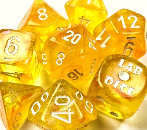 CHX 30053 RPG Dice Set: Lab Dice Borealis Canary White