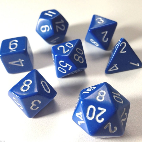 CHX 25406 RPG Dice Set: Opaque Blue White