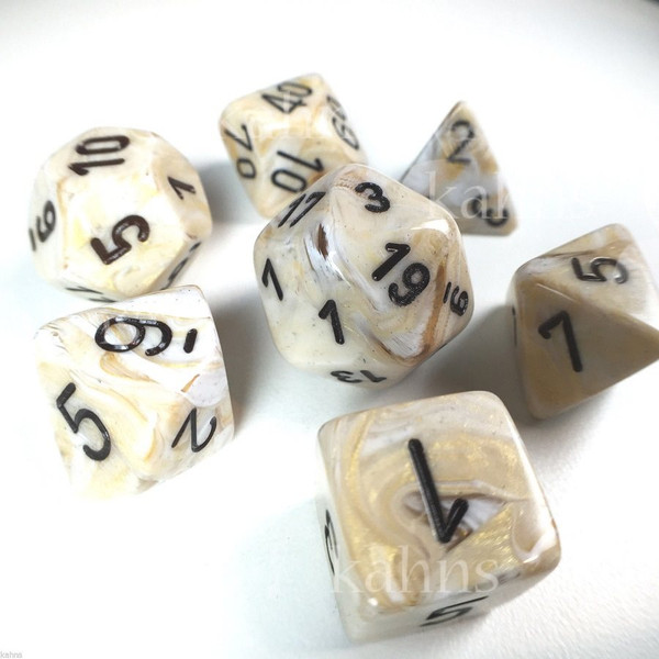 CHX 27402 RPG Dice Set: Marble Ivory Black