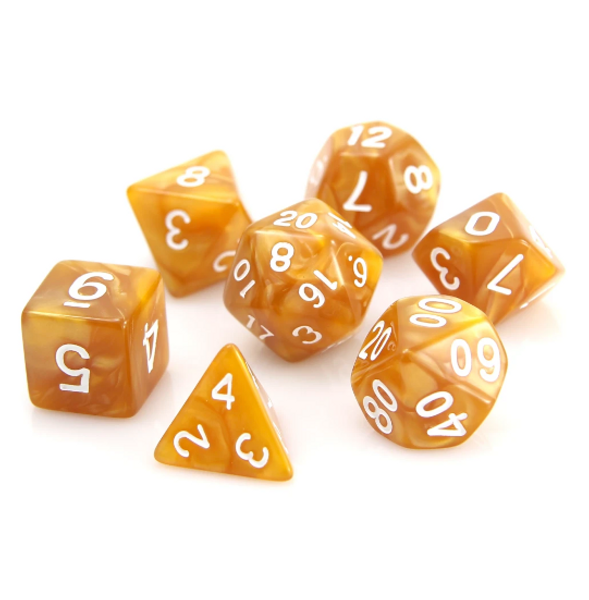 Die Hard Poly RPG Dice Set: Gold Swirl White